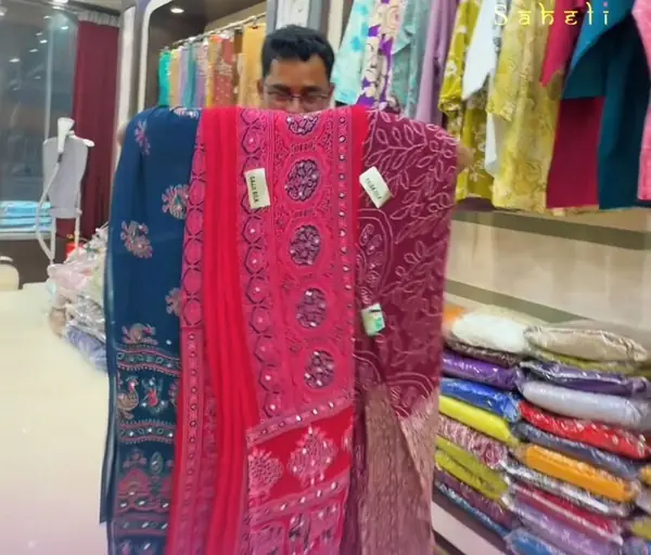 Ajrak print saree