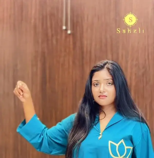 Teal kurta with tulip print
