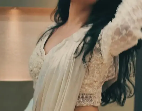 Ivory saree with lace blouse