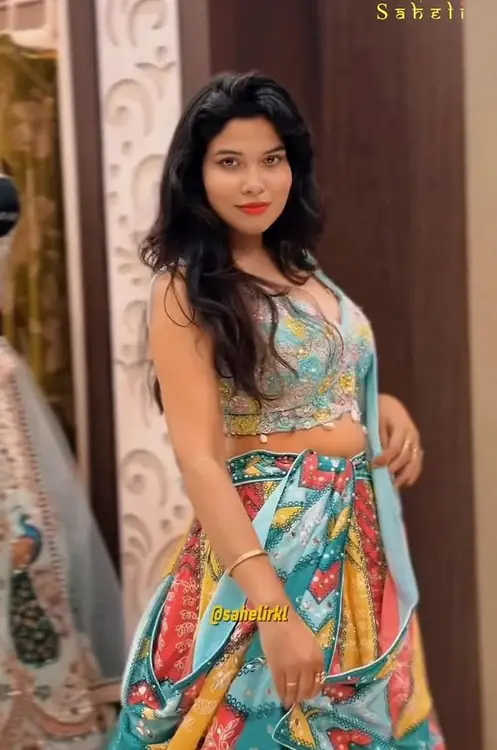 Printed lehenga with embellished blouse